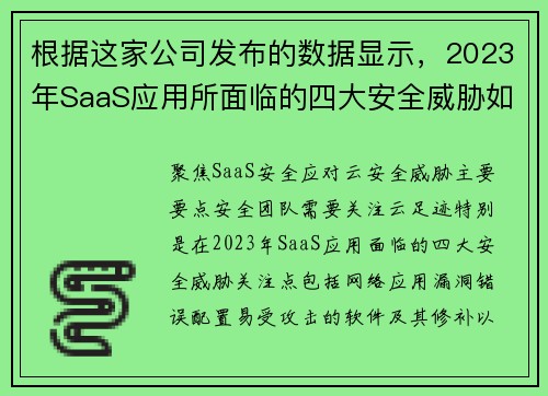 根据这家公司发布的数据显示,2023年SaaS应用所面临的四大安全威胁如下